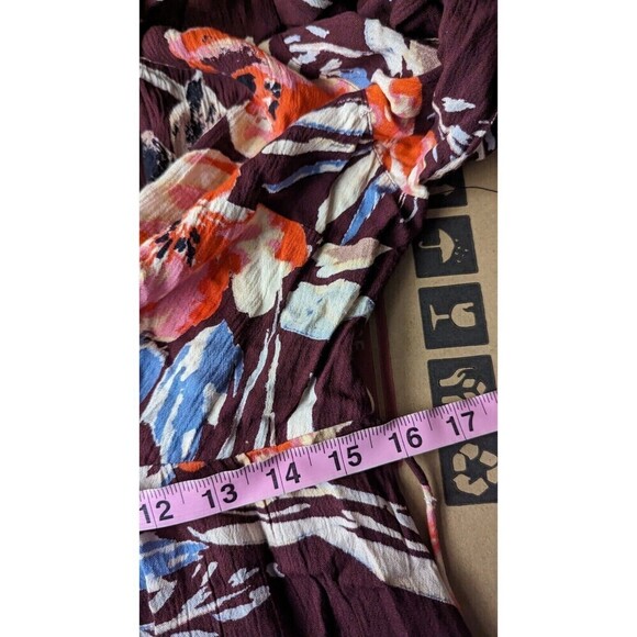 NWT BILLABONG Medium Dress Floral Faux Wrap Crinkled Flare‎ Sleeve Cutout Back - Picture 13 of 14